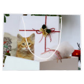 Orangefarbenes Kätzchen Weihnachten Große Geschenktüte (Rückseite)