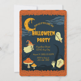 Orangefarbenes Kerzen Spooky Halloween-Party Einla Einladung