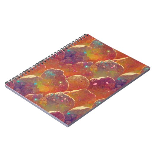 Orangefarbenes kosmisches Muster Notizblock (Linke Seite)