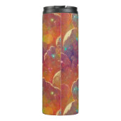 Orangefarbenes kosmisches Muster Thermosbecher (Rückseite)