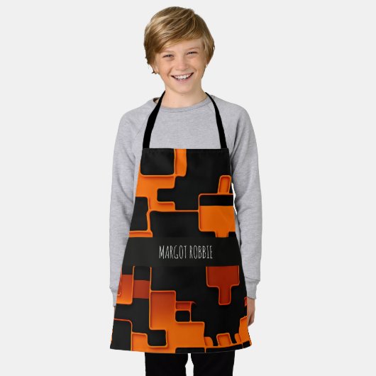 Orangefarbenes Kreativlabyrinth Quadrate Abstrakte Schürze (Getragen)