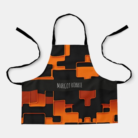 Orangefarbenes Kreativlabyrinth Quadrate Abstrakte Schürze (Vorderseite)