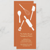 Orangefarbenes Küchenutensilien Erntedank Potluck  Einladung (Vorne/Hinten)