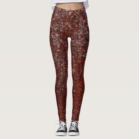 Orangefarbenes Kupfer-Rusted-Metall-Textur Leggings (Vorderseite)