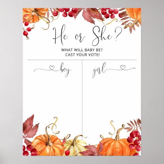 Orangefarbenes Kürbisgeschlecht zeigt Boy- oder Gi Poster (Vorne)