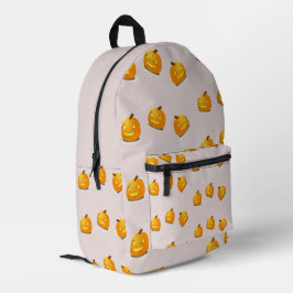 Orangefarbenes Kürbiskopfmuster Bedruckter Rucksack