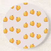 Orangefarbenes Kürbiskopfmuster Getränkeuntersetzer (Vorne)