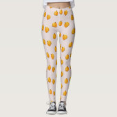 Orangefarbenes Kürbiskopfmuster Leggings (Vorderseite)