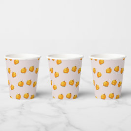 Orangefarbenes Kürbiskopfmuster Pappbecher