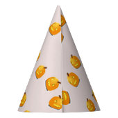 Orangefarbenes Kürbiskopfmuster Partyhütchen (Rückseite)