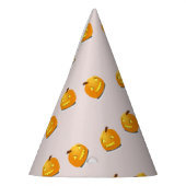 Orangefarbenes Kürbiskopfmuster Partyhütchen (Links)