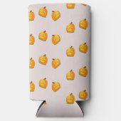 Orangefarbenes Kürbiskopfmuster Selters Dosenkühler (Vorderseite)