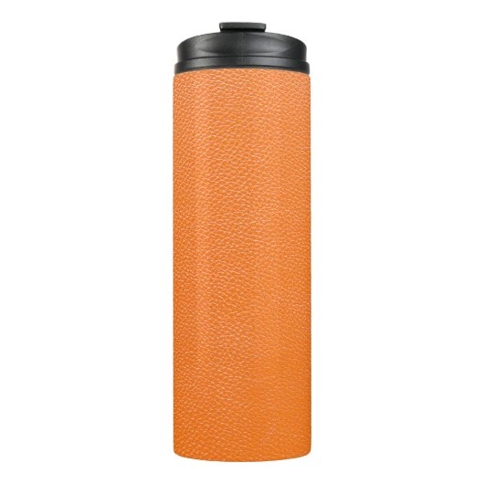 Orangefarbenes Ledermuster, Textur aus Hinterleder Thermosbecher (Vorderseite)