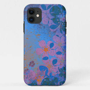 Orangefarbenes lila blaues Vintages Blumenmuster Case-Mate iPhone Hülle