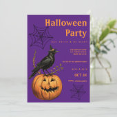 Orangefarbenes lila Jack Halloween-Party Einladung (Stehend Vorderseite)