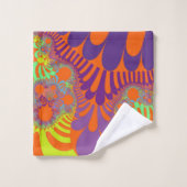 Orangefarbenes Lila Mod Badezimmer Handtuchhalter Badhandtuch Set (Waschlappen)