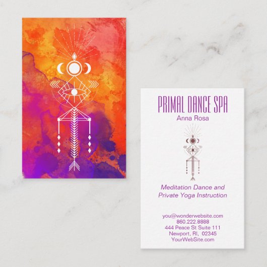 *~* Orangefarbenes Lila Reiki Primal Aztec Shaman Visitenkarte (Vorne/Hinten)