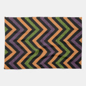 Orangefarbenes lila und grün Zickzack Küchentuch I (Horizontal)
