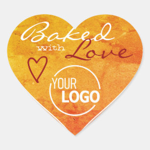 Orangefarbenes Logo aus Liebe Herz-Aufkleber