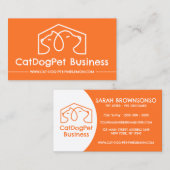 Orangefarbenes Logo für Katzen Visitenkarte (Vorne/Hinten)