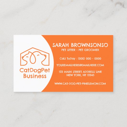 Orangefarbenes Logo für Katzen Visitenkarte (Rückseite)