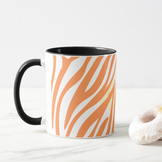 Orangefarbenes Malmuster Modernes Kunstdesign Tasse (Mit Donut)