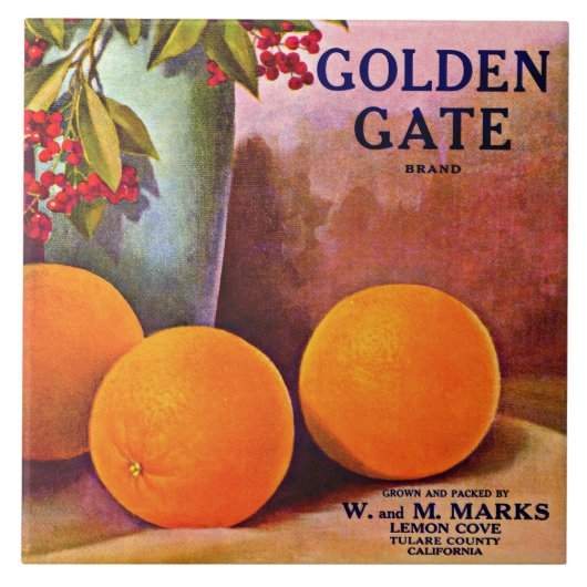 Orangefarbenes Markenzeichen Golden Gate 1950 Fliese (Vorderseite)
