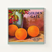 Orangefarbenes Markenzeichen Golden Gate 1950 Notizblock (Rückseite)