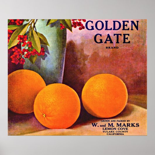 Orangefarbenes Markenzeichen Golden Gate 1950 Poster (Vorne)