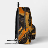 Orangefarbenes Marmormuster mit Gold Bedruckter Rucksack (Links)
