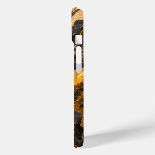 Orangefarbenes Marmormuster mit Gold Case-Mate iPhone Hülle (Rückseite / Links)