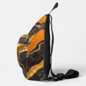 Orangefarbenes Marmormuster mit Gold Crossbody Bag (Rechts)