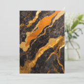 Orangefarbenes Marmormuster mit Gold Einladung (Stehend Vorderseite)