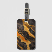 Orangefarbenes Marmormuster mit Gold Gepäckanhänger (Vorderseite Vertikal)