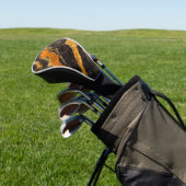 Orangefarbenes Marmormuster mit Gold Golf Headcover (In SItu)