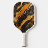 Orangefarbenes Marmormuster mit Gold Pickleball Schläger (Rückseite)