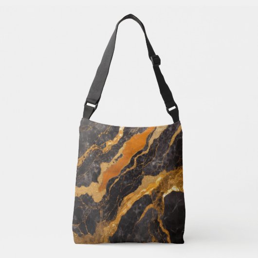 Orangefarbenes Marmormuster mit Gold Tragetaschen Mit Langen Trägern (Vorderseite)