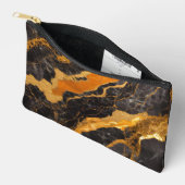 Orangefarbenes Marmormuster mit Gold Zubehörtasche (Offen)