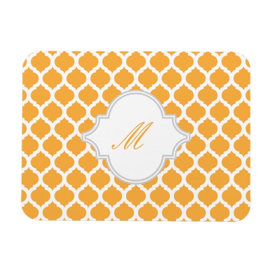 Orangefarbenes marokkanisches Muster mit Monogram- Magnet (Horizontal)