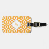 Orangefarbenes marokkanisches Muster mit Monogramm Gepäckanhänger (Vorderseite horizontal)