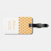 Orangefarbenes marokkanisches Muster mit Monogramm Gepäckanhänger (Rückseite horizontal)