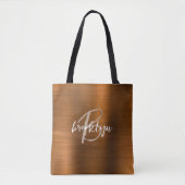 Orangefarbenes Metall Beige Weißes Monogramm Tasche (Vorderseite)