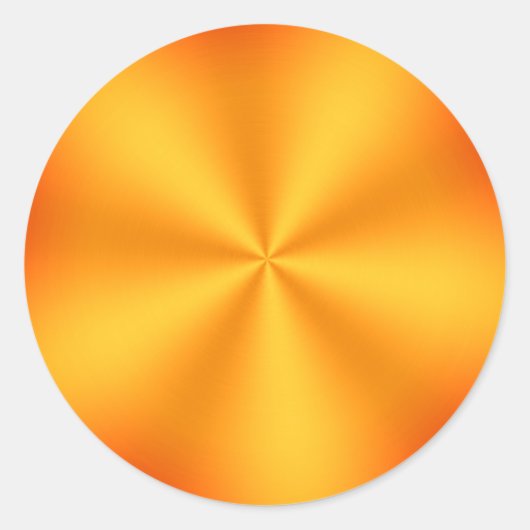 Orangefarbenes Metall-Look Radialmuster Runder Aufkleber (Vorderseite)
