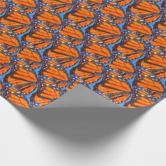 Orangefarbenes Monarch Geschenkpapier (Ecke)