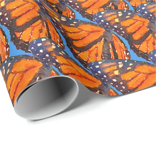 Orangefarbenes Monarch Geschenkpapier (Rolleneckpunkt)