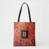 Orangefarbenes Monogramm-Blattmuster - modern Tasche (Vorderseite)