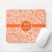 Orangefarbenes Monogramm-Muster Mousepad (Mit Mouse)