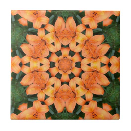 Orangefarbenes Mosaikmuster Keramik Tile Fliese (Vorderseite)