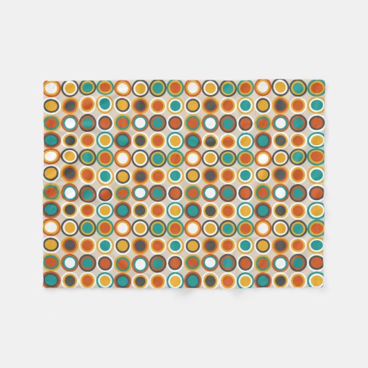 Orangefarbenes Muster Aquamariner Retro-Kreise der Fleecedecke (Vorderseite (Horizontal))