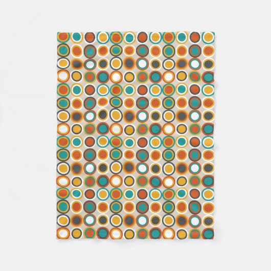 Orangefarbenes Muster Aquamariner Retro-Kreise der Fleecedecke (Vorderseite)